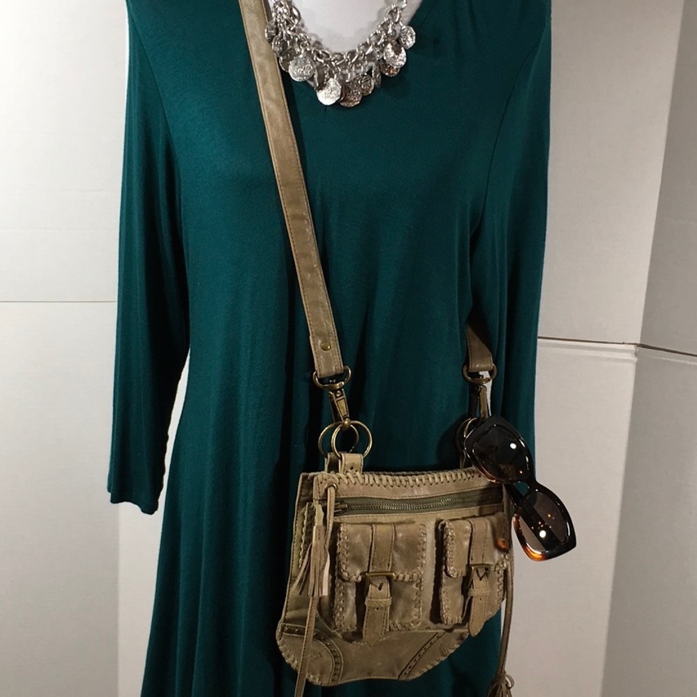Chico’s boho style leather 2pc crossbody bag